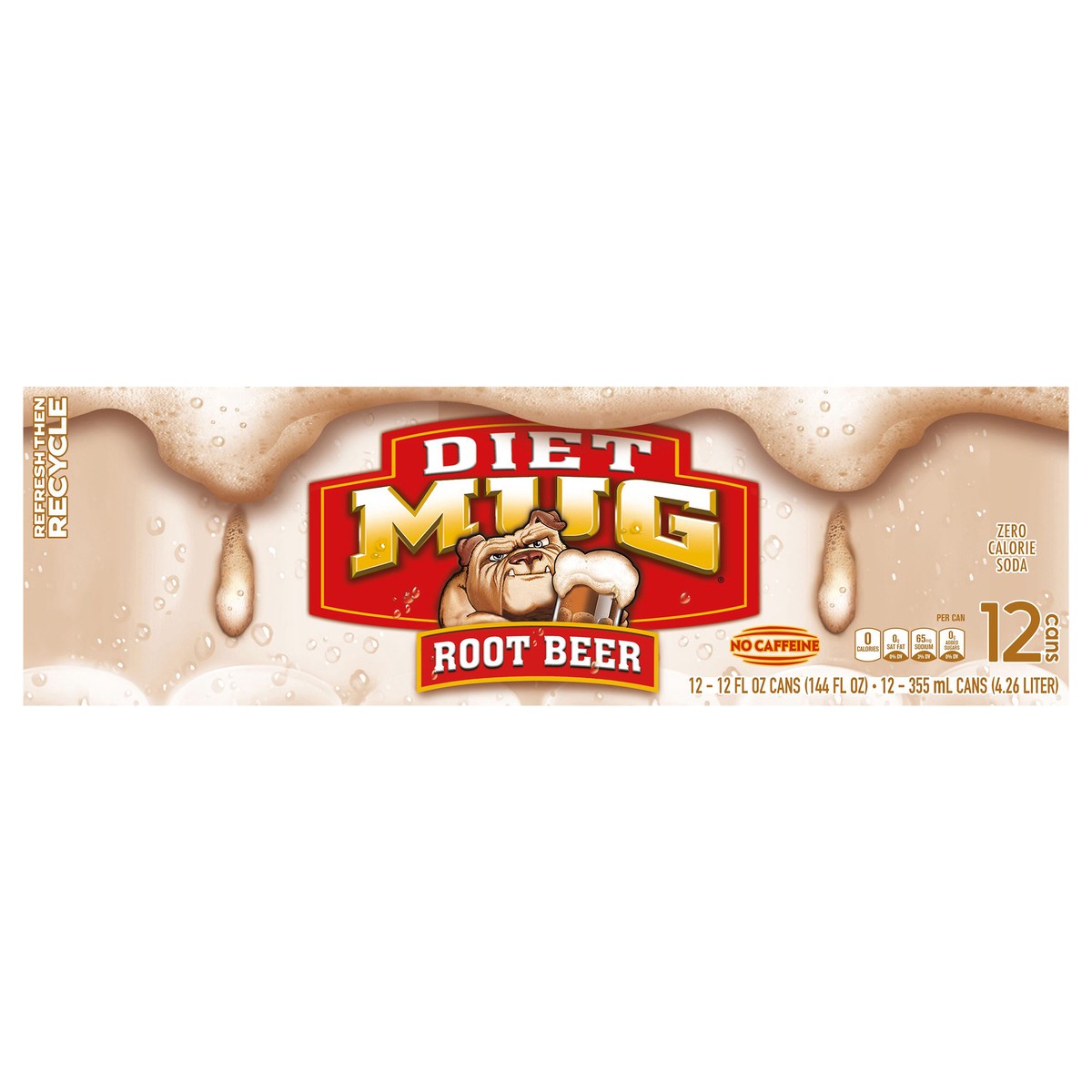 slide 1 of 3, Mug Diet Zero Calorie Soda Root Beer 12 Fl Oz 12 Count, 12 ct