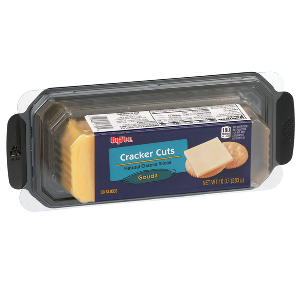 slide 1 of 1, Hy-vee Gouda Cracker Cuts Cheese Slices, 30 ct