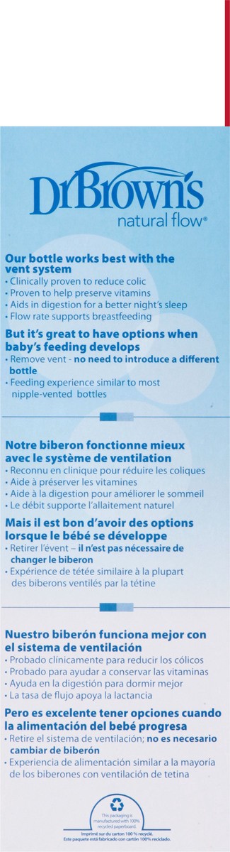 slide 8 of 9, Dr. Brown's Natural Flow Options+ 2-Pack Anti-Colic Wide-Neck 0m+ 9 Ounce Bottle 2 ea, 2 ct