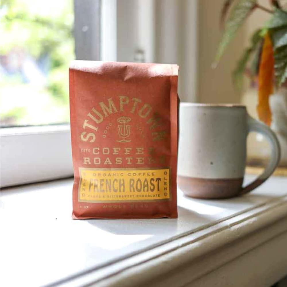 slide 3 of 4, Stumptown Coffee French Roast Blend Clove & Bittersweet Chocolate Organic Whole Bean Coffee 12 oz. Stand Up Bag, 12 oz