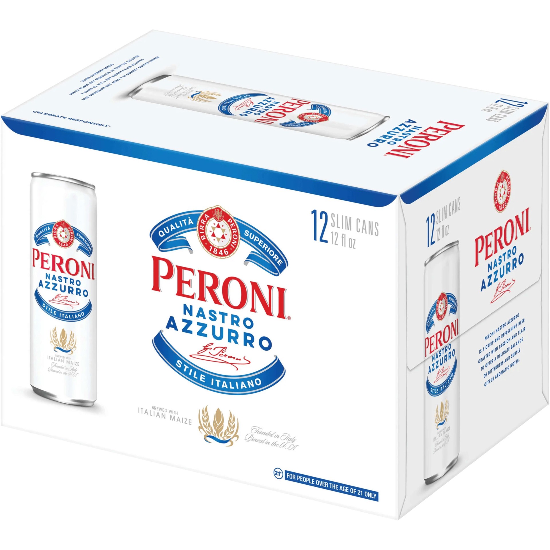 slide 2 of 5, Peroni Nastro Azzurro Beer, Lager, Italian Style, 12 ct