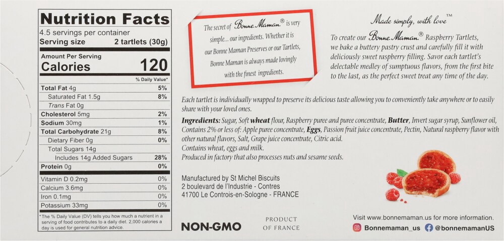 slide 2 of 2, Bonne Maman Tartlets Raspberry, 4.76 oz