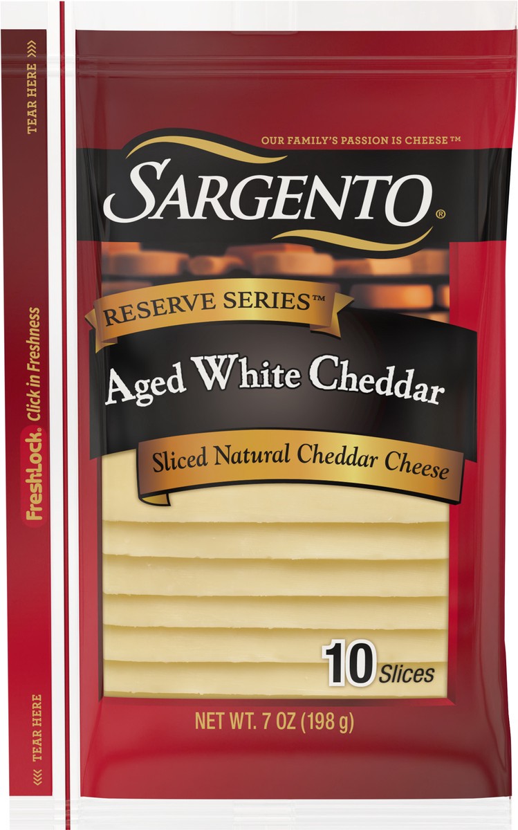 slide 5 of 8, Sargento Reserve Series Sliced Aged White Natural Cheddar Cheese, 7 oz., 10 slices, 7 oz