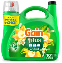Gain Plus Liquid Washing Detergent, Cleaner, Fresher, Now With Oxi, Original Scent, 133 fl oz, 101 Loads