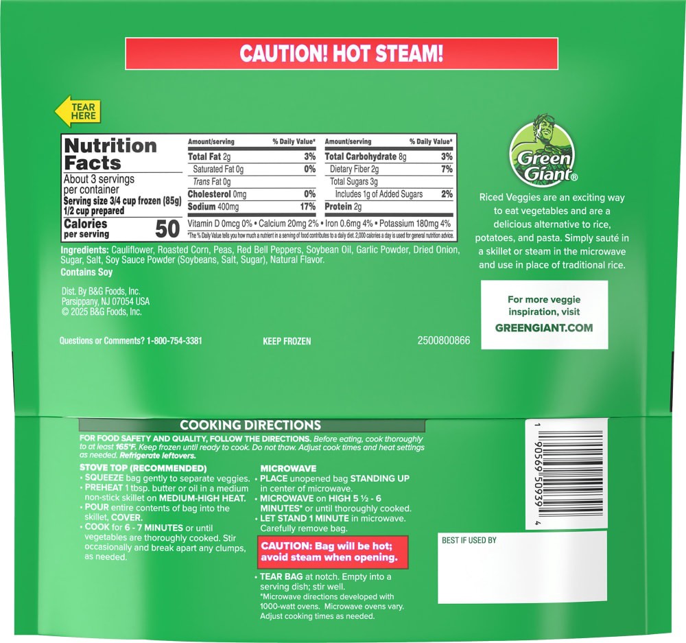 slide 5 of 6, Green Giant Riced Veggies, Asian Stir Fry Style Cauliflower, 10 oz, 10 oz