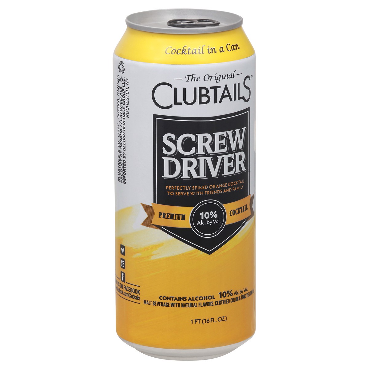 slide 3 of 11, Clubtails Screw Driver The Original Premium Cocktail 1 pt Can, 1 pint