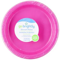 Go Brightly 6.75'' Dessert Plate - Solid Bright Pink 16 count