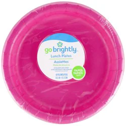 Go Brightly 8.5'' Lunch Plate - Solid Color Bright Pink 16ct
