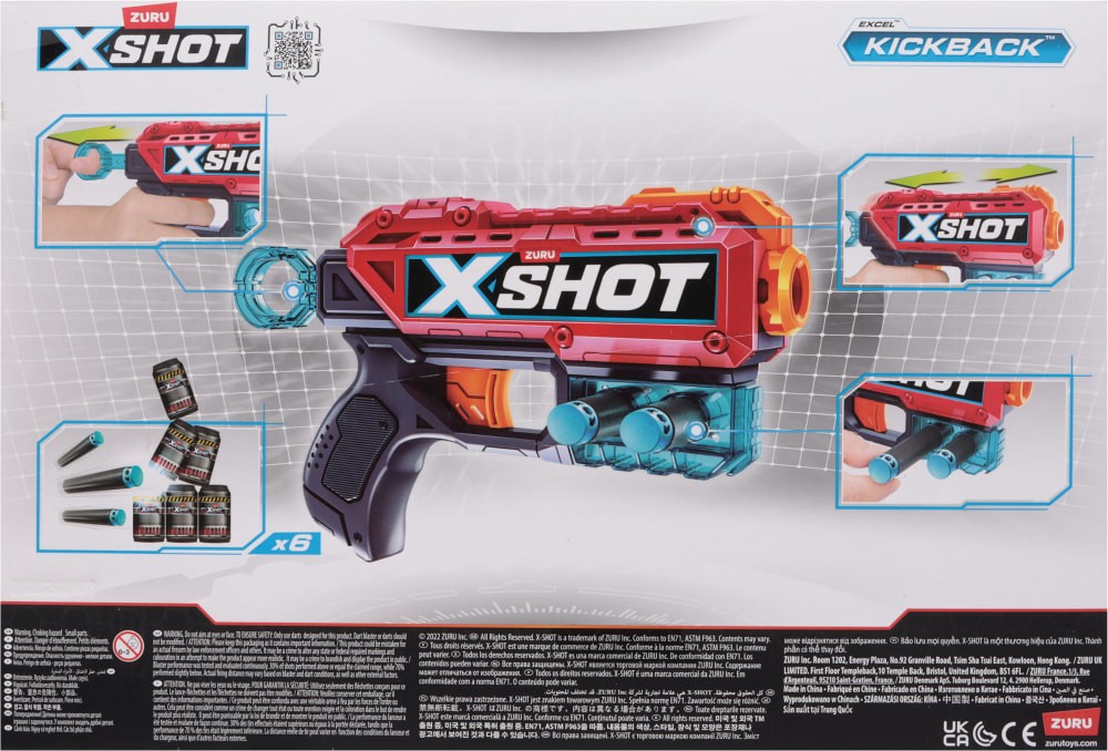 slide 3 of 4, Zuru X-Shot 2X Kickback Foam Dart Blaster Combo Pack (8 Darts, 6 Cans), 8+, 1 ct