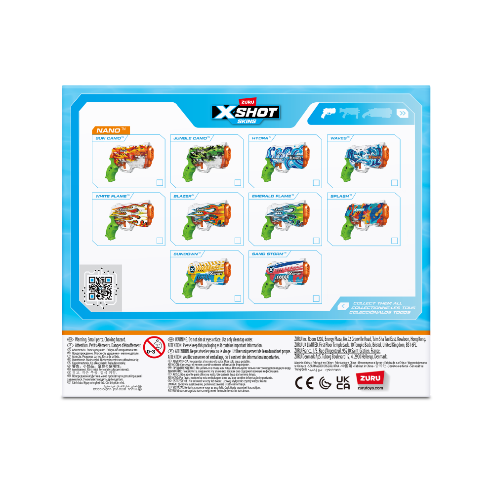 slide 3 of 3, ZURU X-Shot Water Fast-Fill SKINS-NANO Water Blaster Double Pack by ZURU, 1 ct