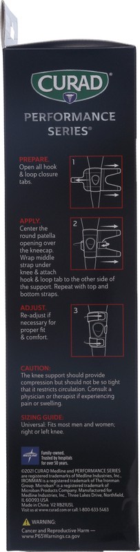 slide 4 of 4, Curad Performance Series Knee Support Universal Size 1 ea, 1 ct