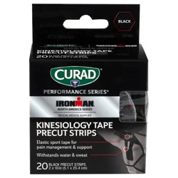 Curad Black Precut Strips Kinesiology Tape