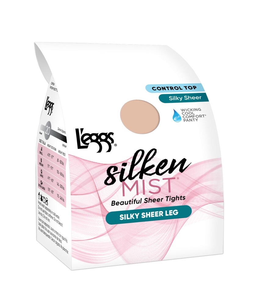 slide 1 of 1, L'Eggs Silken Mist Silky Sheer Cool Comfort Control Top Sheer Toe, 1 ct