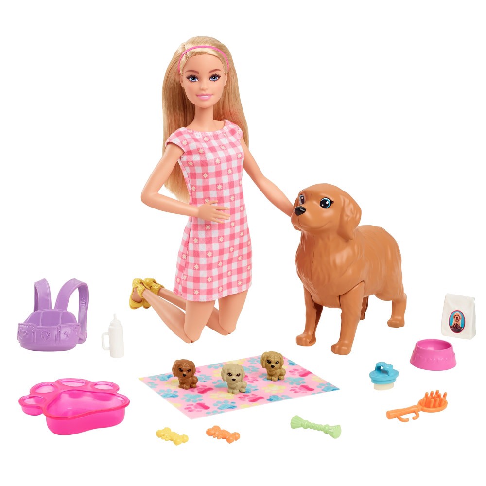 slide 5 of 6, Barbie Doll Newborn Pups Playset, 1 ct