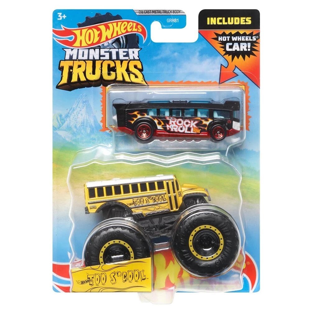slide 1 of 1, Hot Wheels Monster Trucks 1:64 Scale Too S'Cool, Includes Hot Wheels Die Cast Car, 1 ct