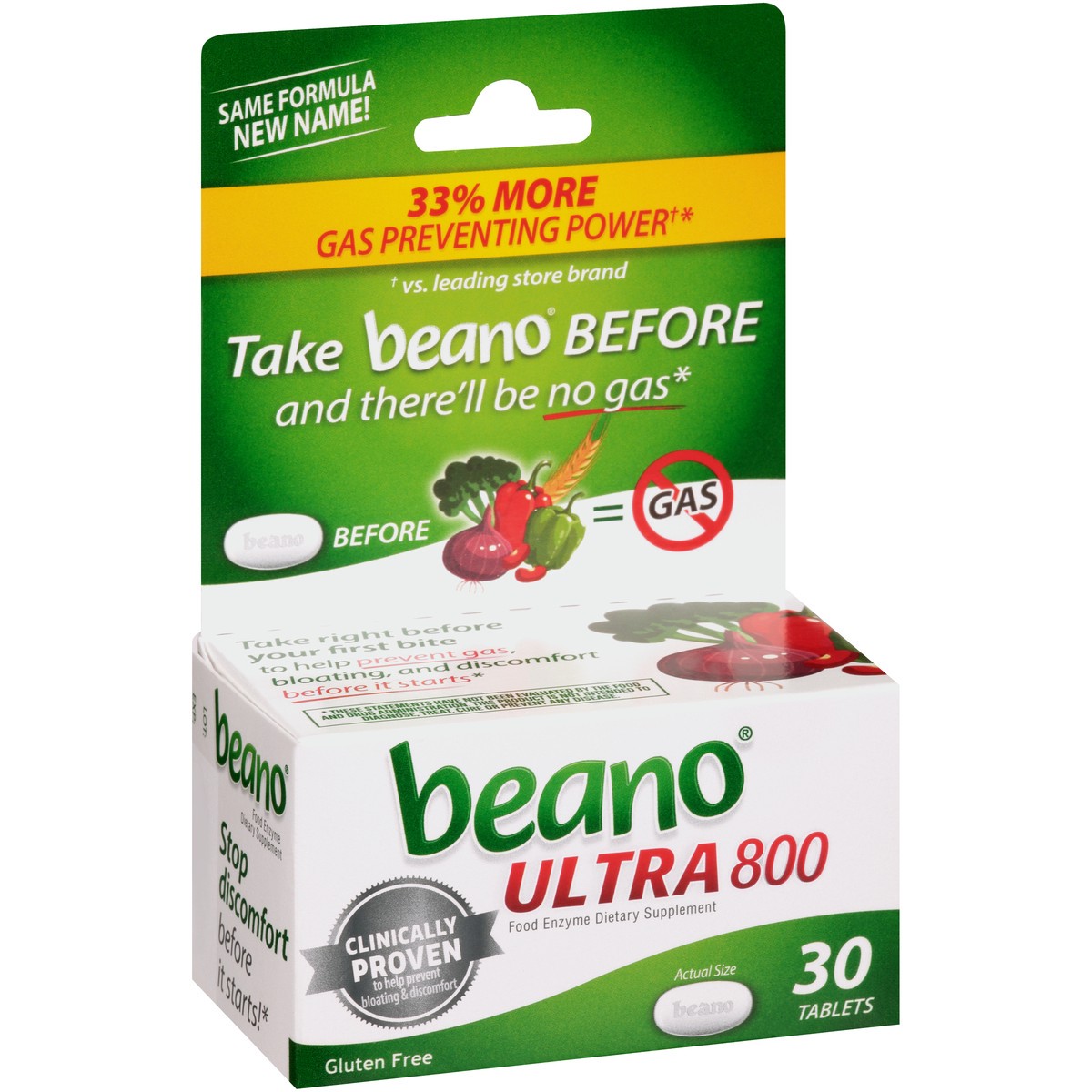 slide 6 of 10, Beano Food Enzyme Dietary Supplement Tabs Helps Prevent Gas, 30 ct