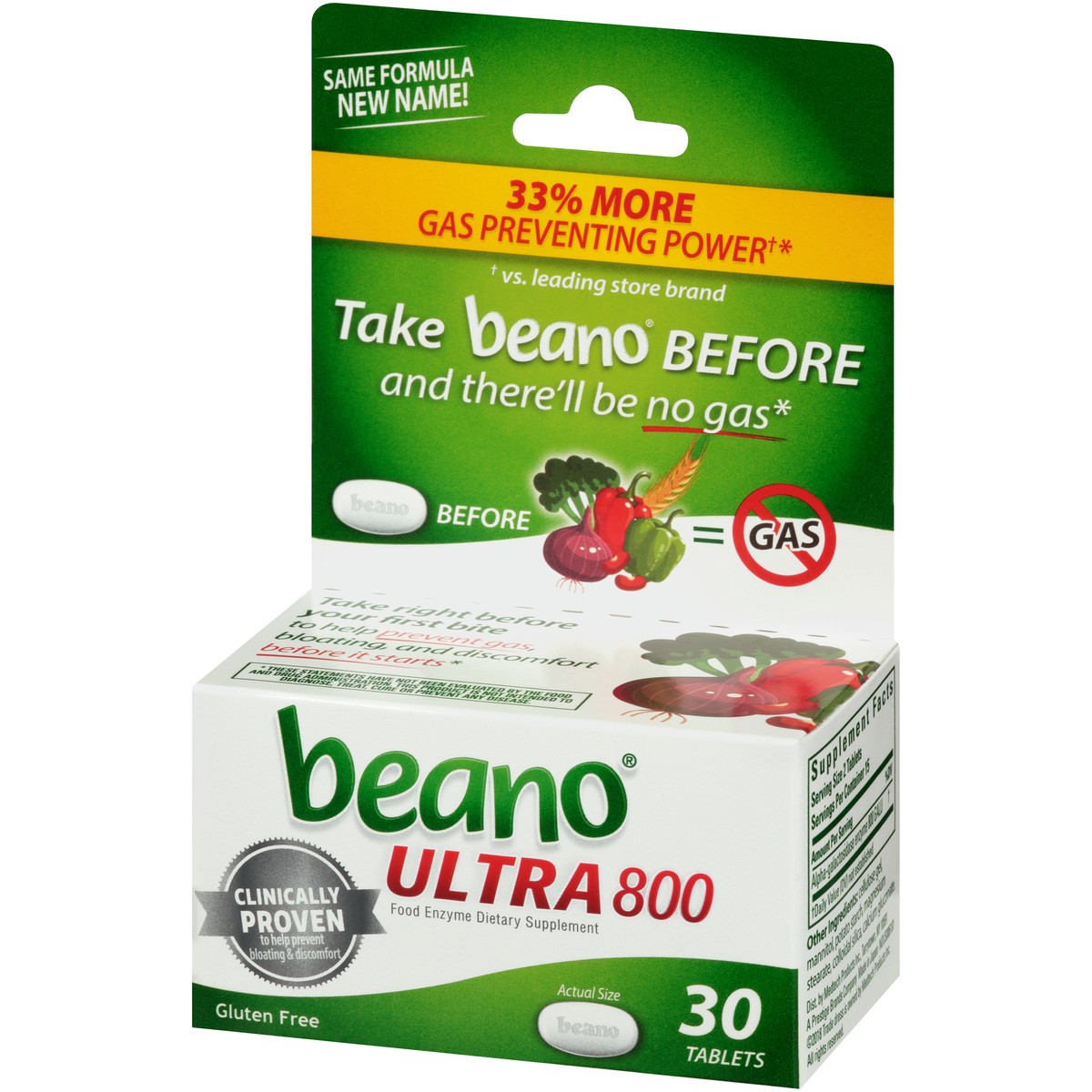 slide 4 of 10, Beano Food Enzyme Dietary Supplement Tabs Helps Prevent Gas, 30 ct