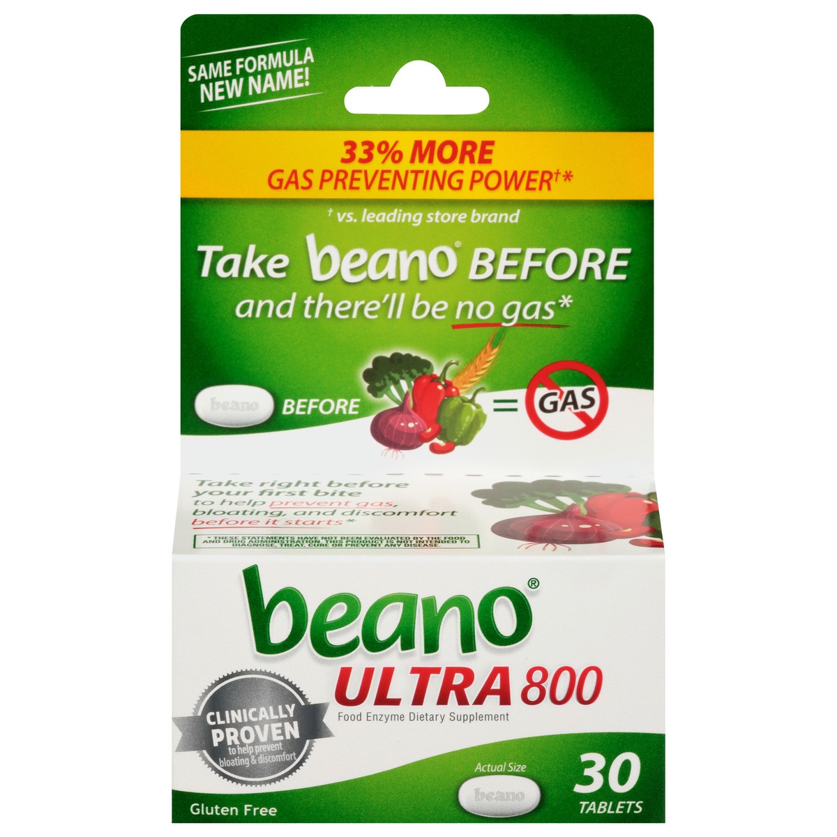 slide 8 of 10, Beano Food Enzyme Dietary Supplement Tabs Helps Prevent Gas, 30 ct