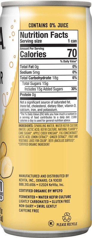 slide 3 of 5, Kevita Sparkling Drink, Lemon Ginger, Probiotic Refresher, 12 oz