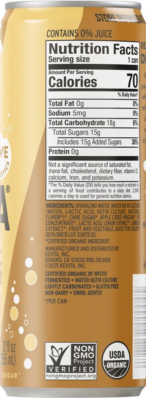 slide 4 of 5, Kevita Sparkling Drink, Lemon Ginger, Probiotic Refresher, 12 oz