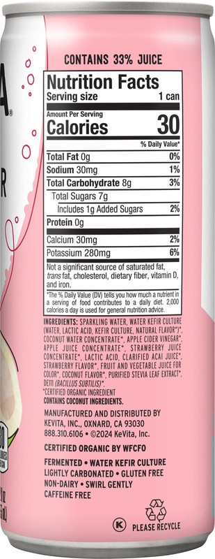 slide 4 of 5, Kevita Sparkling Drink, Strawberry Acaí Coconut, Probiotic Refresher, 12 oz