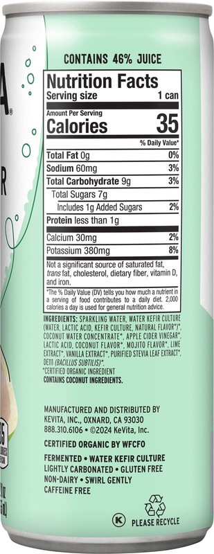 slide 2 of 5, Kevita Sparkling Drink, Mojita Lime Mint Coconut, Probiotic Refresher, 12 oz