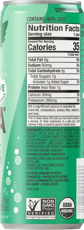 slide 5 of 5, Kevita Sparkling Drink, Mojita Lime Mint Coconut, Probiotic Refresher, 12 oz