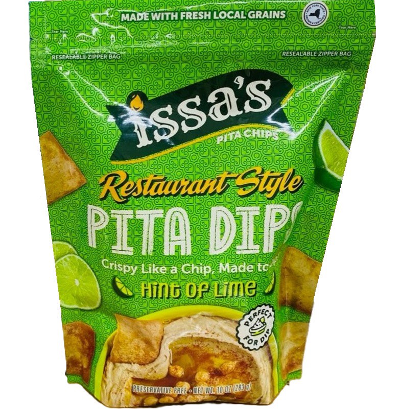 slide 1 of 1, Issas Pita Chip Dips, Hint Of Lime, Restaurant Style, 10 oz