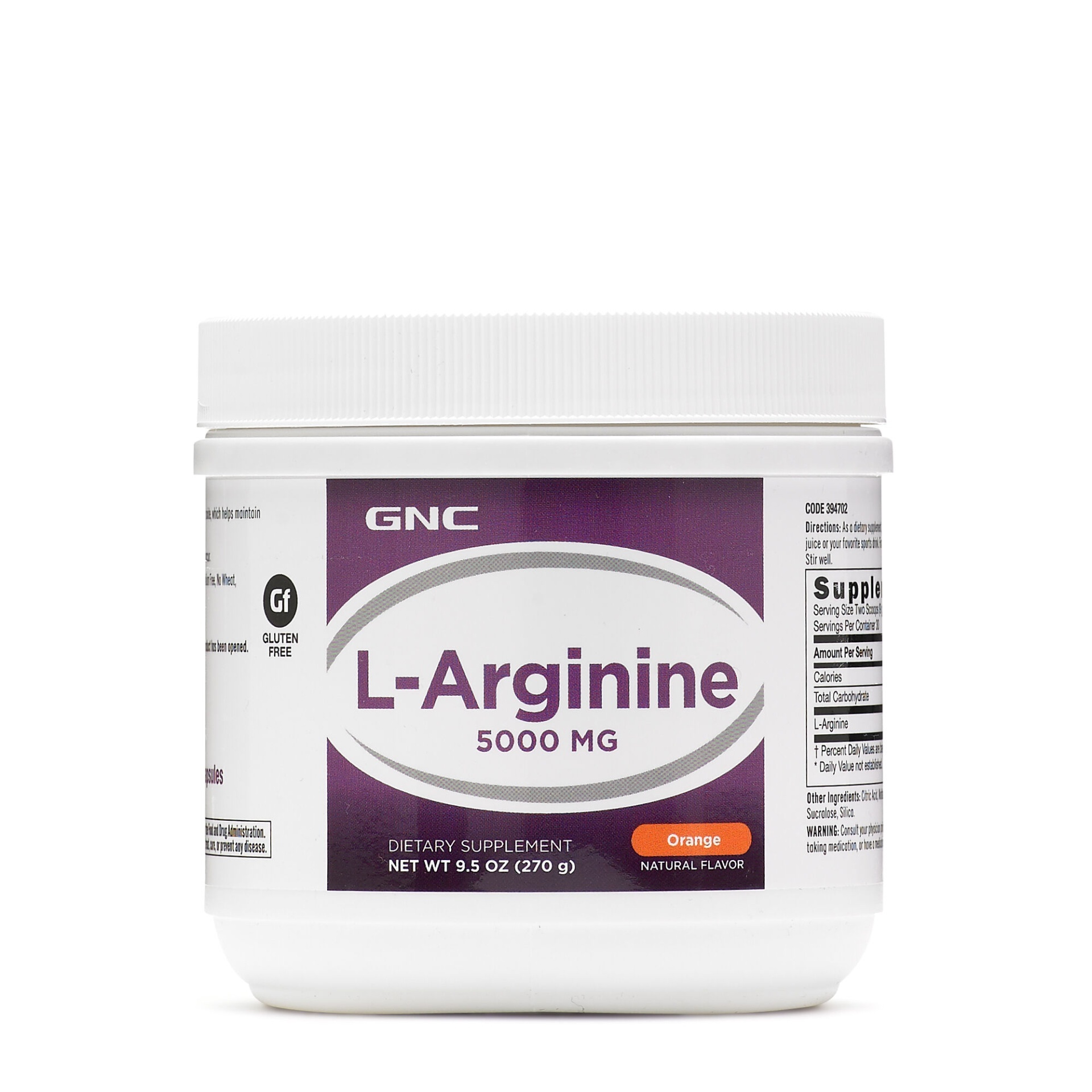 slide 1 of 1, GNC L-Arginine 5000mg - Orange, 9.5 oz