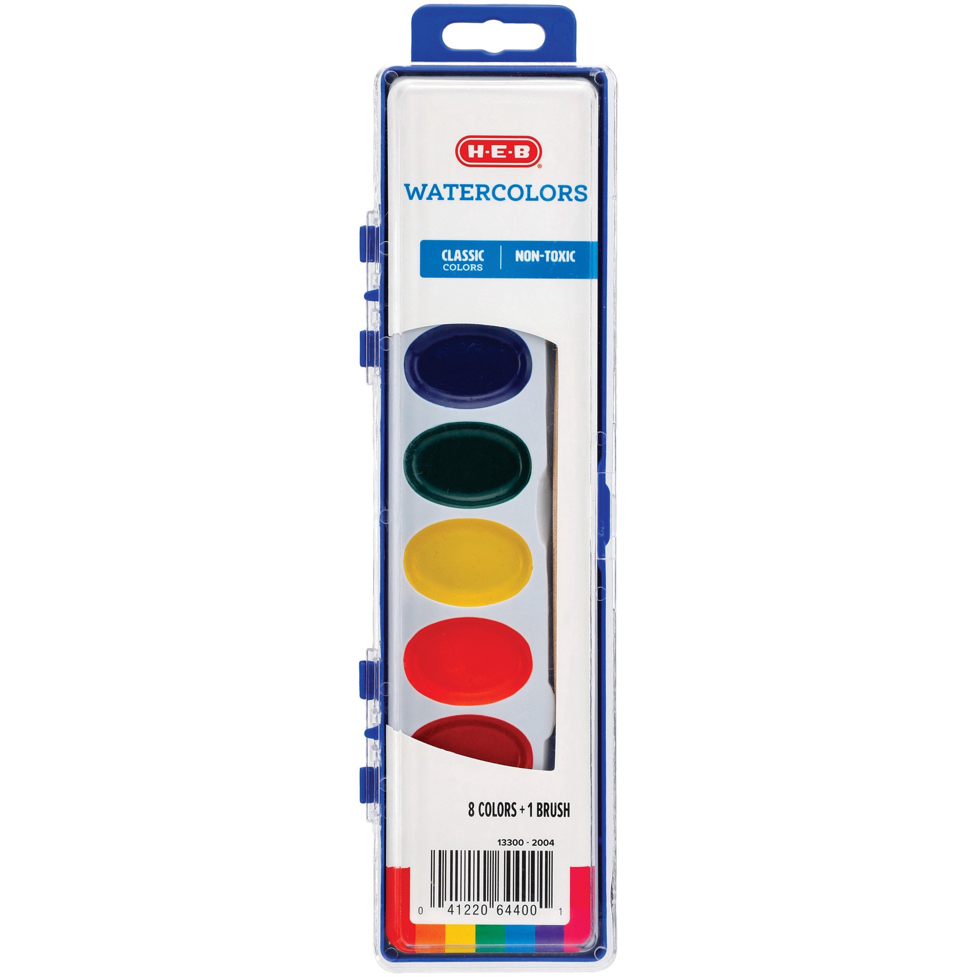 slide 1 of 1, H-E-B Watercolors with Brush - 8 Color, 1 ct