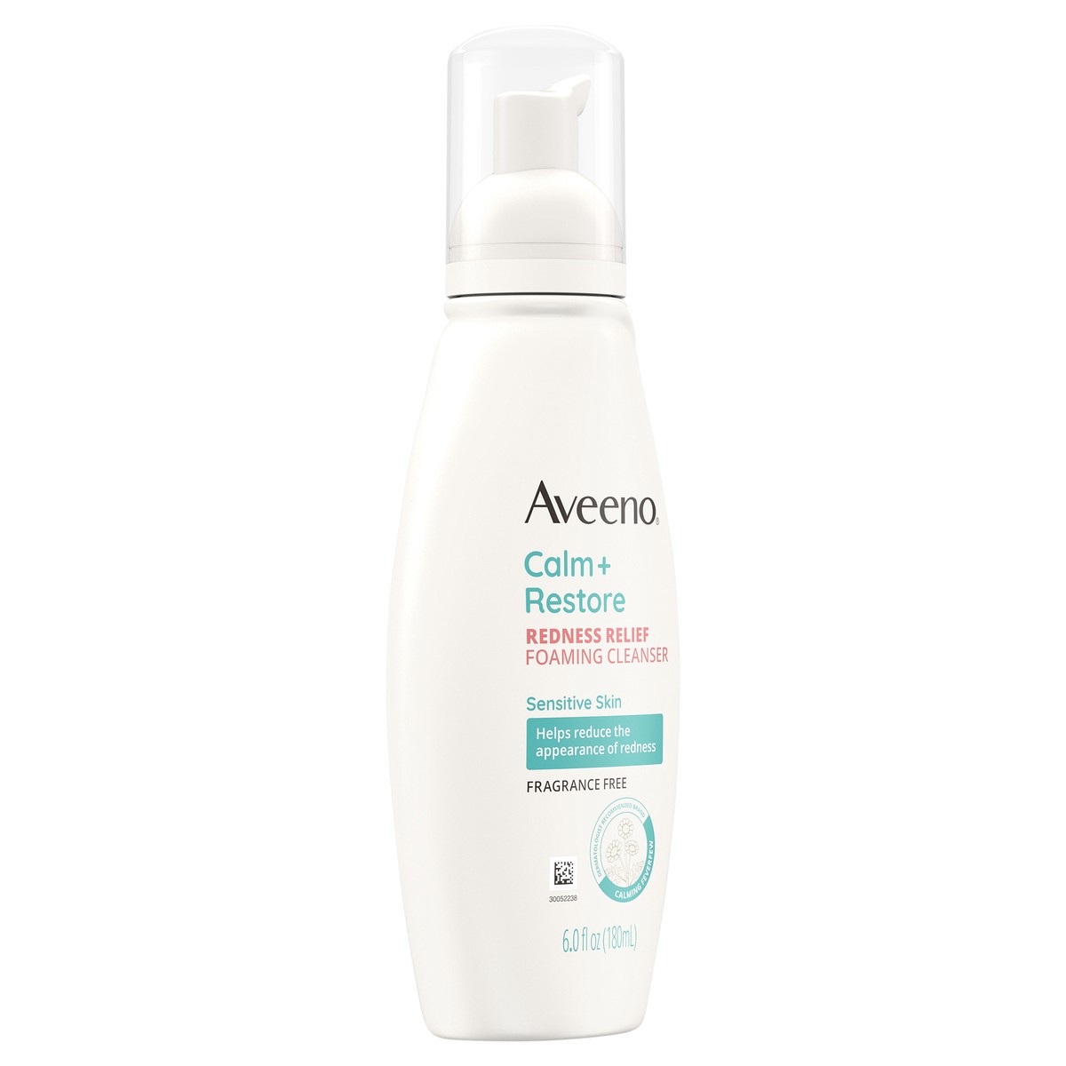 slide 7 of 7, Aveeno Calm + Restore Redness Relief Foaming Cleanser, Daily Facial Cleanser With Calming Feverfew to Help Reduce the Appearance of Redness, Hypoallergenic & Fragrance-Free, 6 fl. oz, 6 fl oz