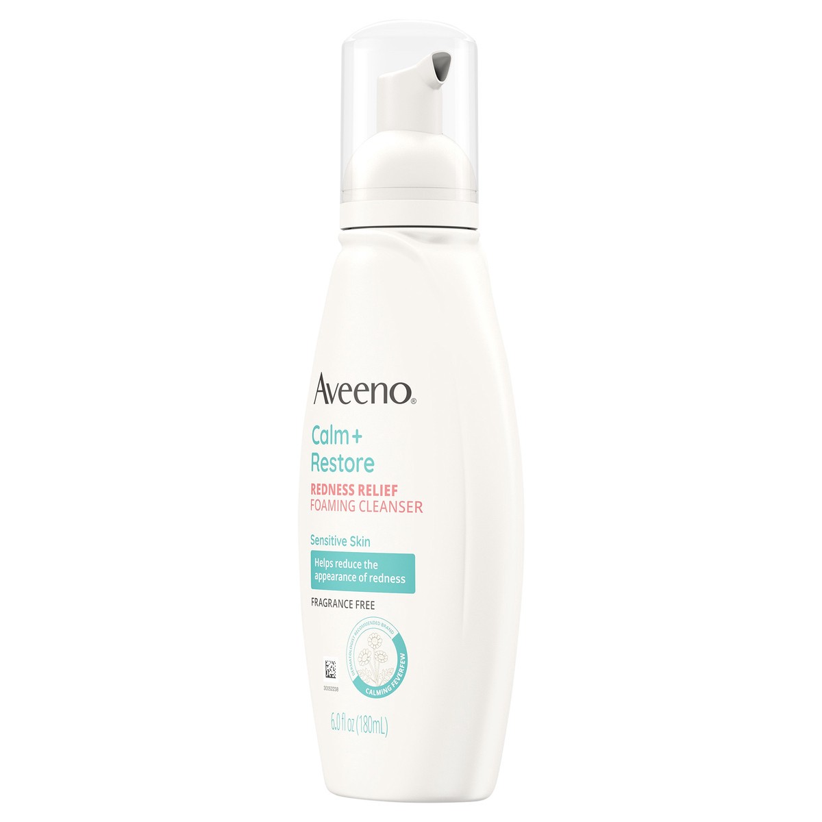 slide 2 of 7, Aveeno Calm + Restore Redness Relief Foaming Cleanser, Daily Facial Cleanser With Calming Feverfew to Help Reduce the Appearance of Redness, Hypoallergenic & Fragrance-Free, 6 fl. oz, 6 fl oz