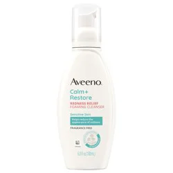 Aveeno Calm + Restore Redness Relief Foaming Cleanser, Daily Facial Cleanser With Calming Feverfew to Help Reduce the Appearance of Redness, Hypoallergenic & Fragrance-Free, 6 fl. oz