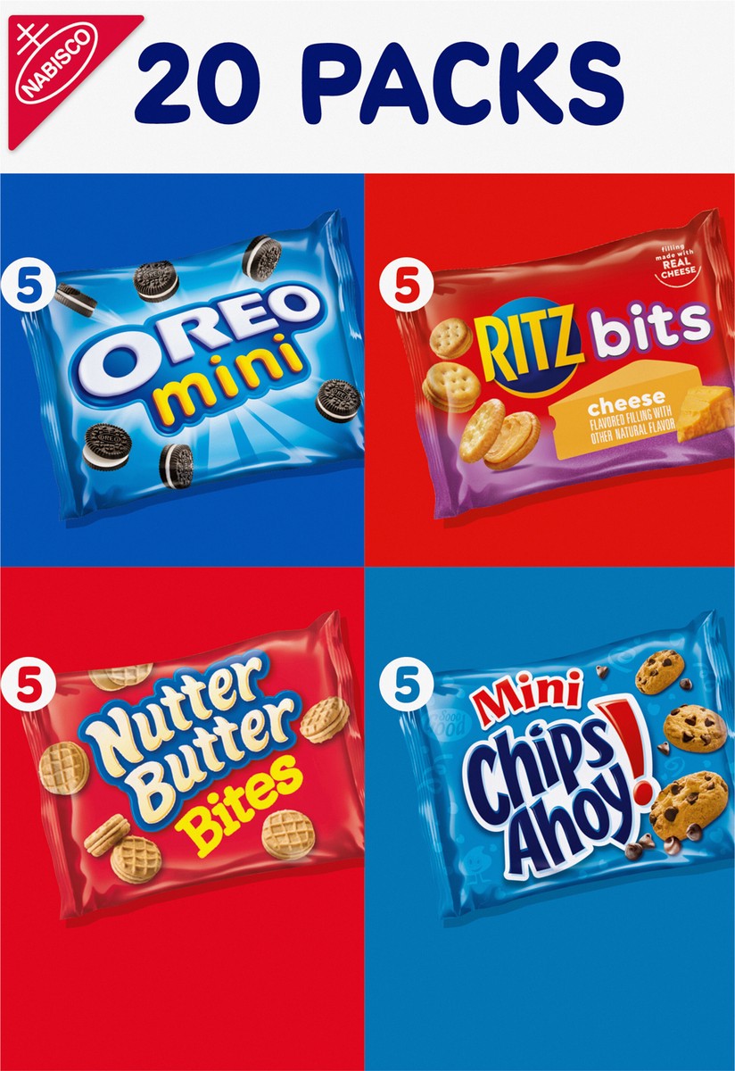 slide 6 of 9, Chips Ahoy!/Nutter Butter/Oreo/Ritz Nabisco Classic Mix Variety Pack, OREO Mini, CHIPS AHOY! Mini, Nutter Butter Bites, RITZ Bits Cheese, 20 Snack Packs, 20 oz