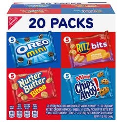 Nabisco Classic Mix Variety Pack, OREO Mini, CHIPS AHOY! Mini, Nutter Butter Bites, RITZ Bits Cheese, 20 Snack Packs