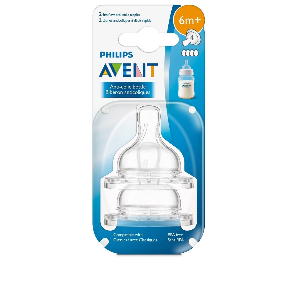 slide 4 of 5, Avent Philips Avent Fast Flow Nipple - 2pk, 2 ct