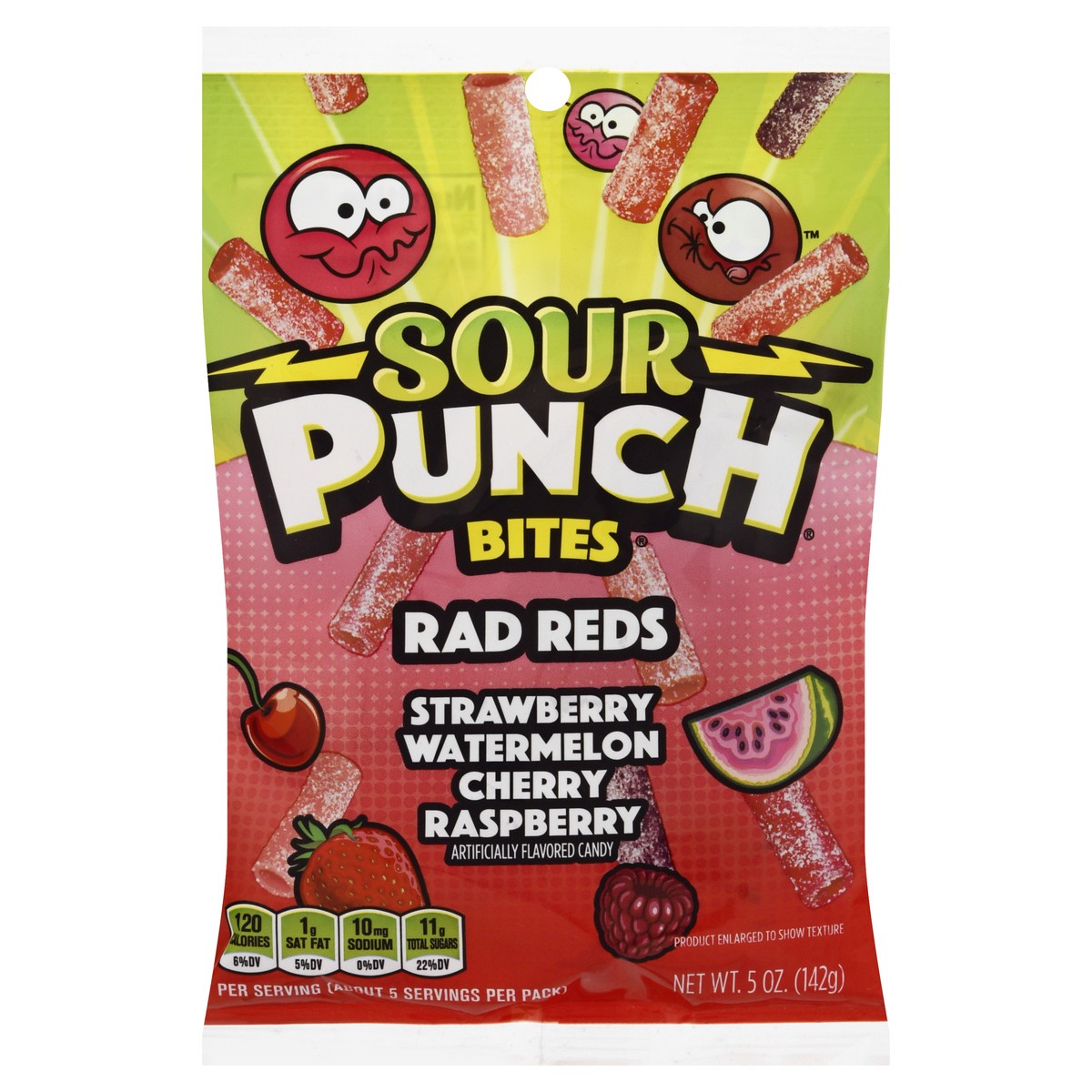 slide 1 of 9, Sour Punch Bites Rad Reds Candy 5 oz, 5 oz