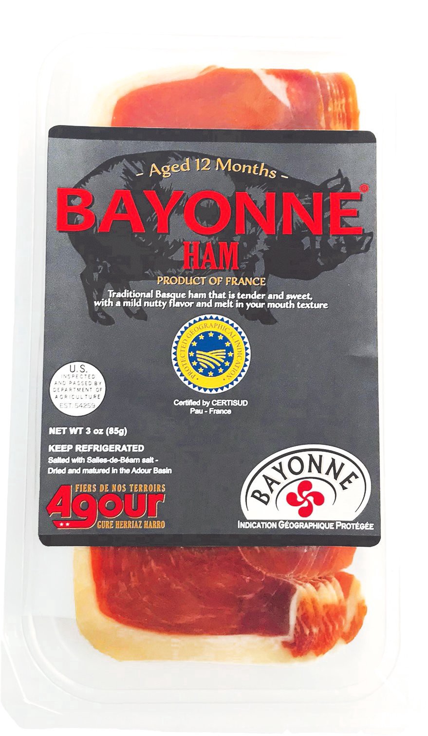slide 1 of 1, Agour Bayonne Ham, 3 oz