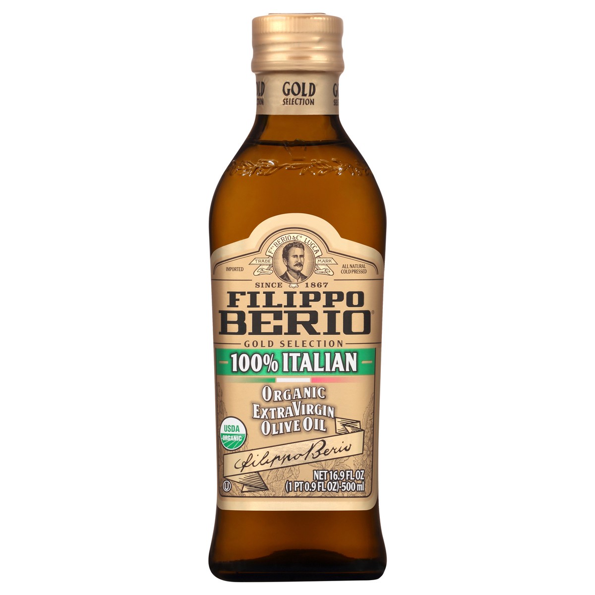 slide 1 of 9, Filippo Berio 100% Italian Gold Selection Extra Virgin Organic Olive Oil 16.9 fl oz, 16.9 fl oz