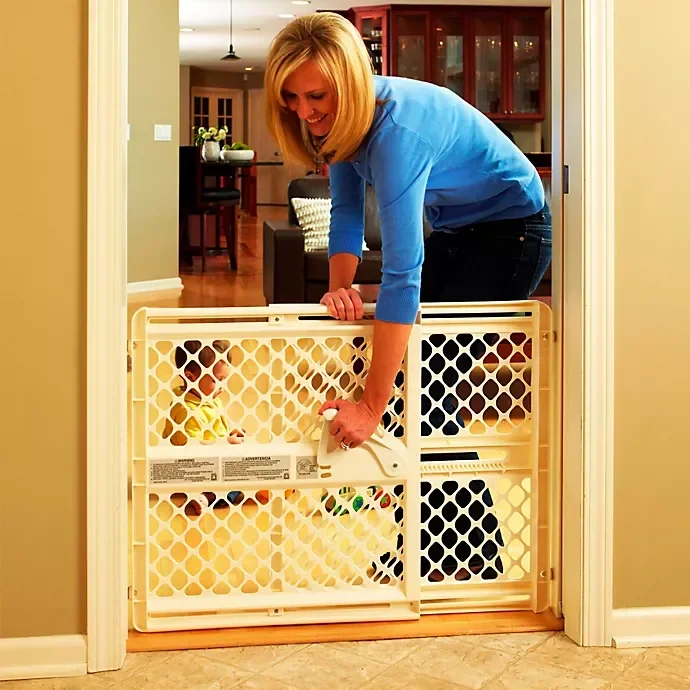 slide 2 of 4, Toddleroo 42" Ivory Supergate Ergo Plastic Baby Gate, 42 in