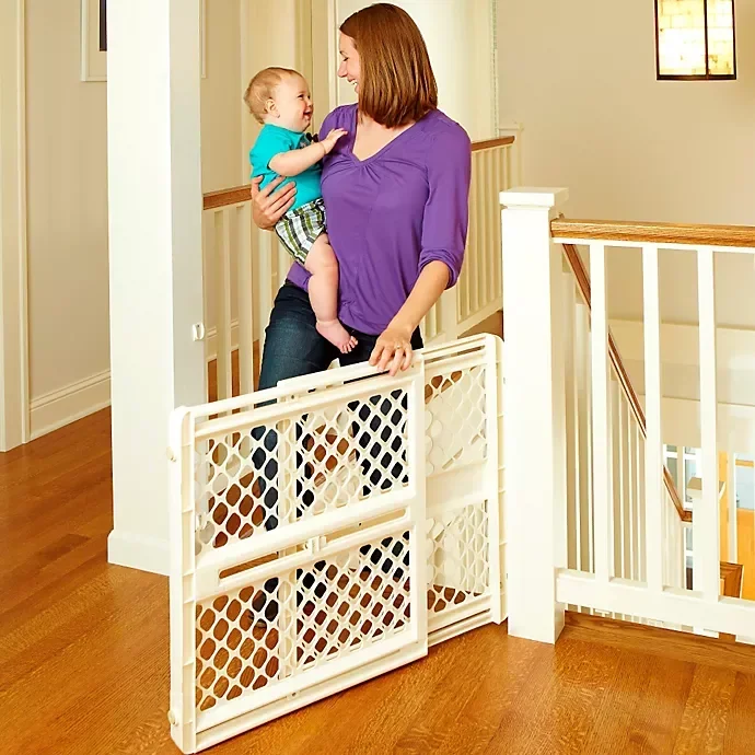 slide 4 of 4, Toddleroo 42" Ivory Supergate Ergo Plastic Baby Gate, 42 in