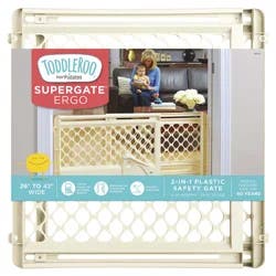 North States Toddleroo 42" Ivory Supergate Ergo Plastic Baby Gate