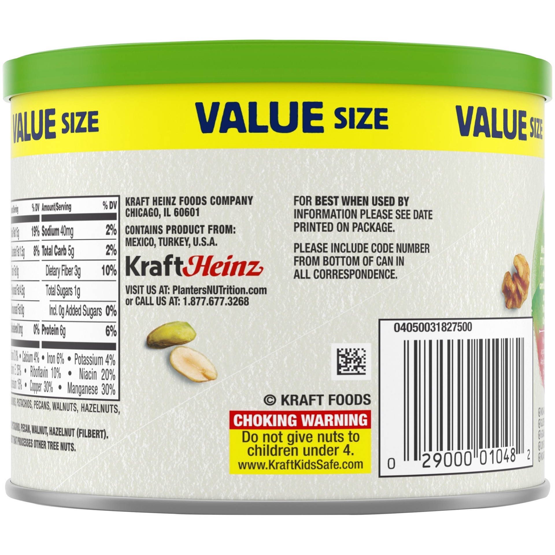 slide 3 of 5, Planters NUT-rition Heart Healthy Value Size Nut Mix with Peanuts, Almonds, Pistachios, Pecans, Walnuts, Hazelnuts & Sea Salt, 11.5 oz Canister, 11.5 oz