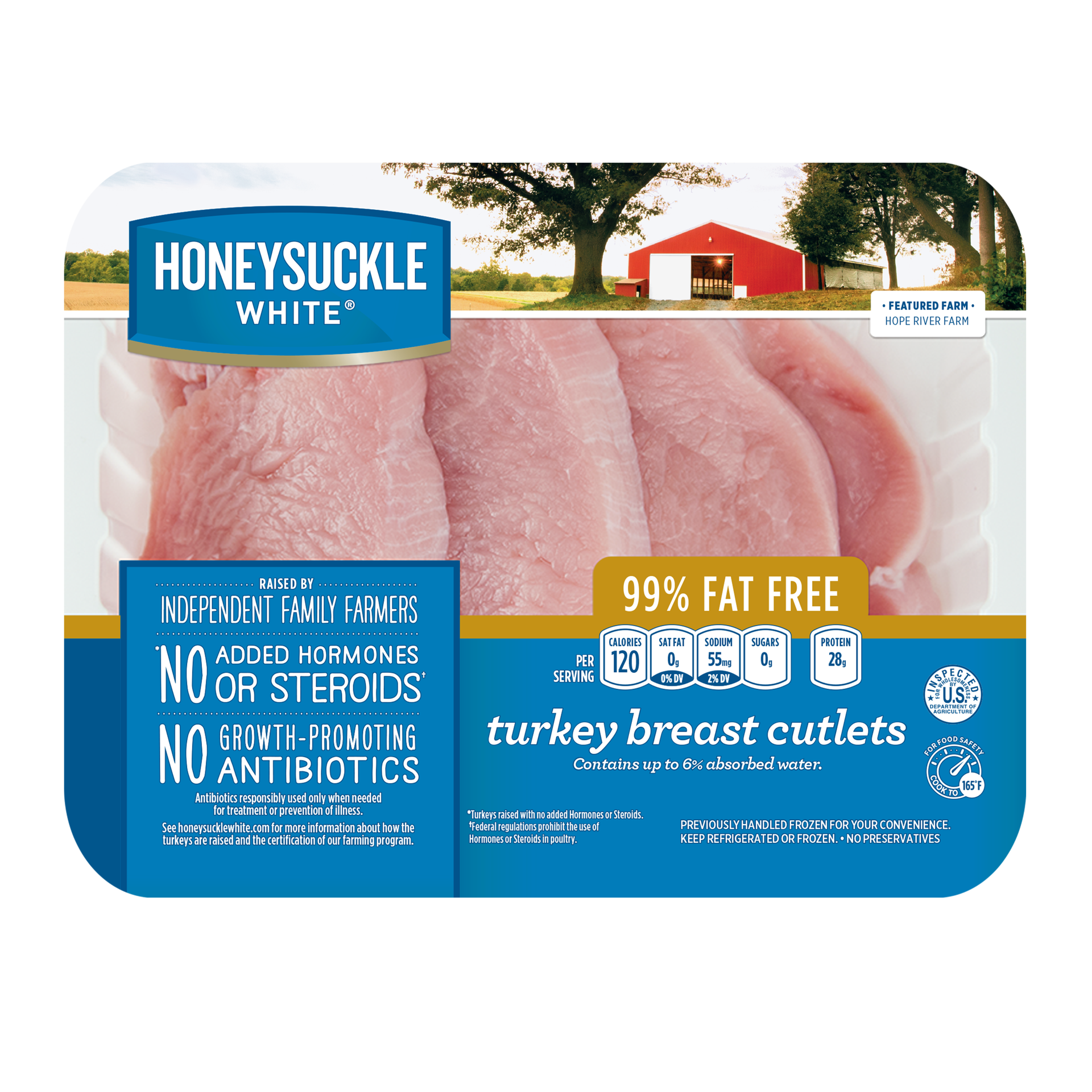 slide 1 of 3, Honeysuckle White® Honeysuckle White Turkey Breast Cutlets, 99% Fat Free, 4 Count Tray, Fresh, 1.5 - 2.5 lbs., per lb