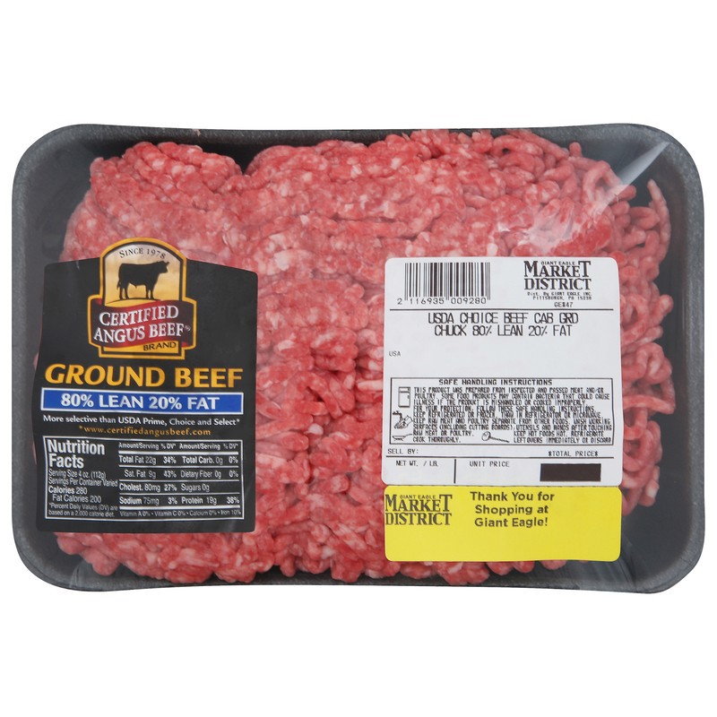 slide 1 of 3, Market District Ground Beef, 80/20, per lb