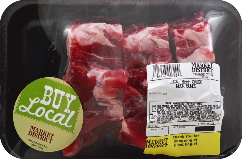 slide 1 of 2, Market District Beef, Chuck Neck Bones, Local, per lb