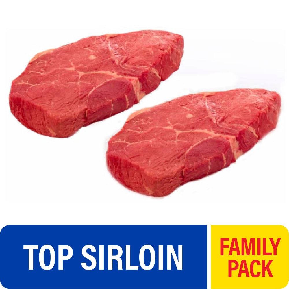 slide 3 of 5, Choice Top Sirloin Beef Steak Family Pack (About 3-4 Steaks Per Pack), per lb