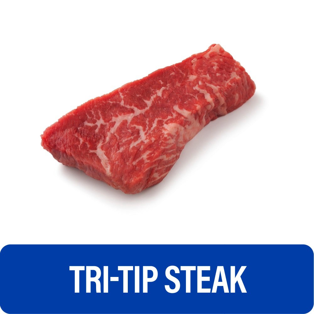 slide 3 of 5, Choice Tri-Tip Beef Steaks (About 2 per Pack), per lb