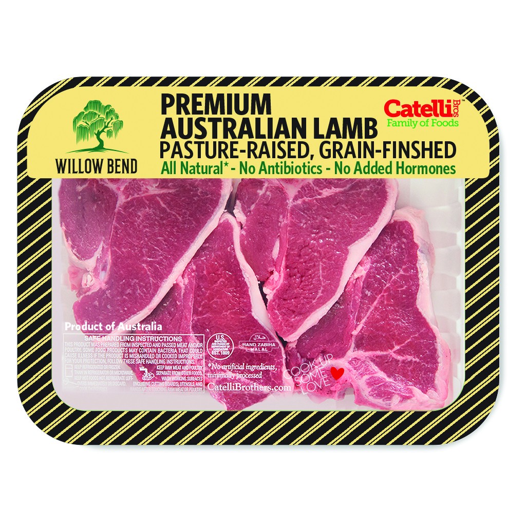 slide 1 of 2, Catelli Lamb, Loin Chops, Free Range, Case Ready, per lb