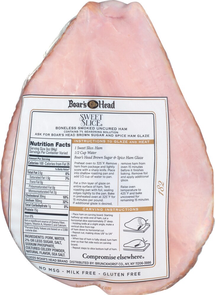slide 3 of 4, Boar's Head® Sweet Slice® Smoked Uncured Ham, per lb